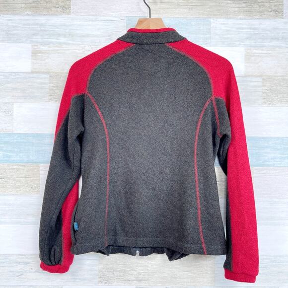 KUHL Alfpaca Fleece Jacket Brown Red Full Zip Pockets Thumbholes Womens Small - Picture 4 of 7